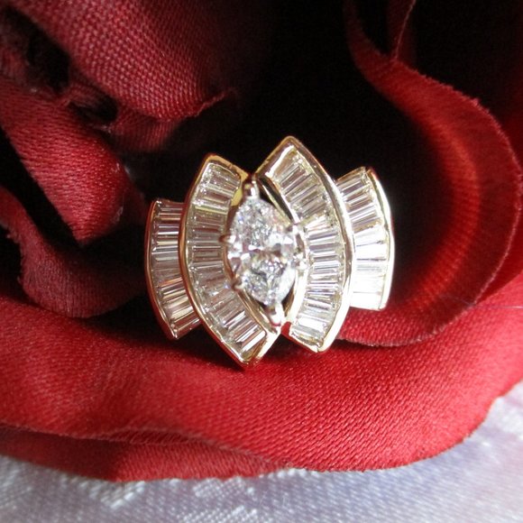 ππΉπ LADYβS GENUINE-AUTHENTIC 14K YELLOW GOLD DIAMOND RING β SIZE 4.5 ππΉπ - Picture 2 of 16